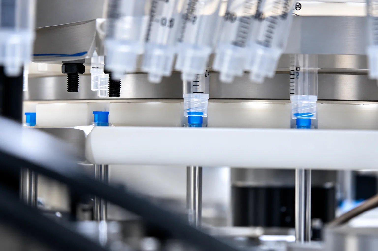 Syringe assembly close-up